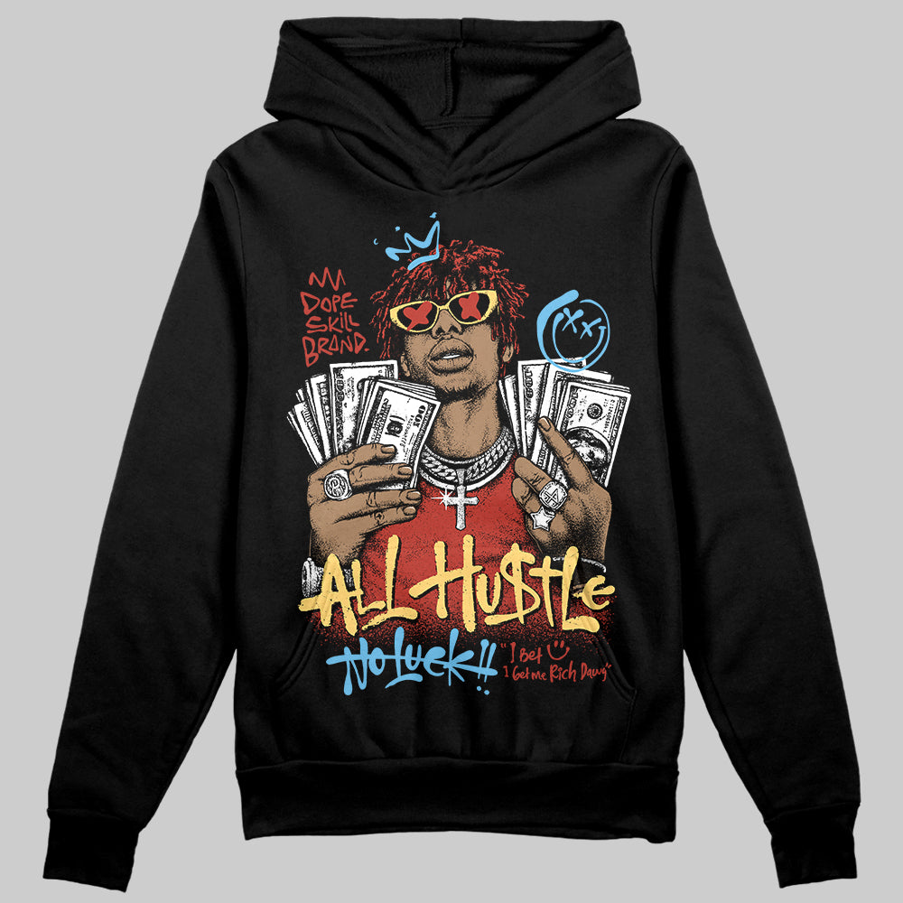 Black and White Sneakers DopeSkill Hoodie All Hustle No Luck Graphic Streetwear - Black