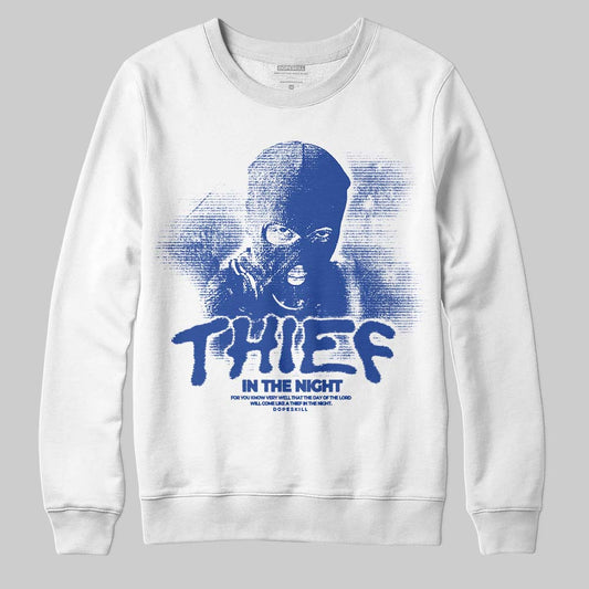 Royal Blue Sneakers DopeSkill Sweatshirt Thief In The Night Graphic Streetwear - WHite