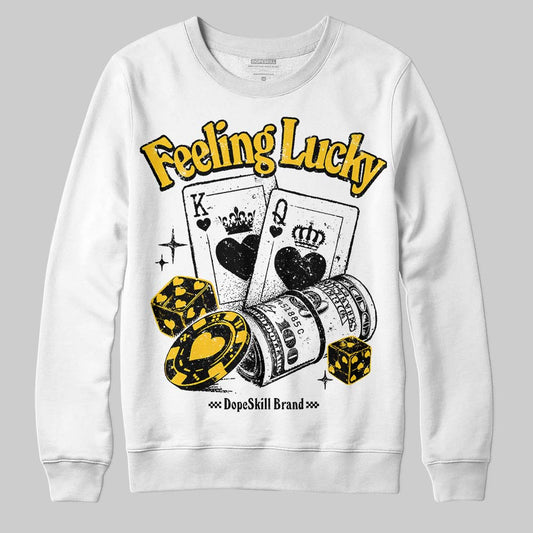 Yellow Sneakers DopeSkill Sweatshirt Feeling Lucky Graphic Streetwear - White