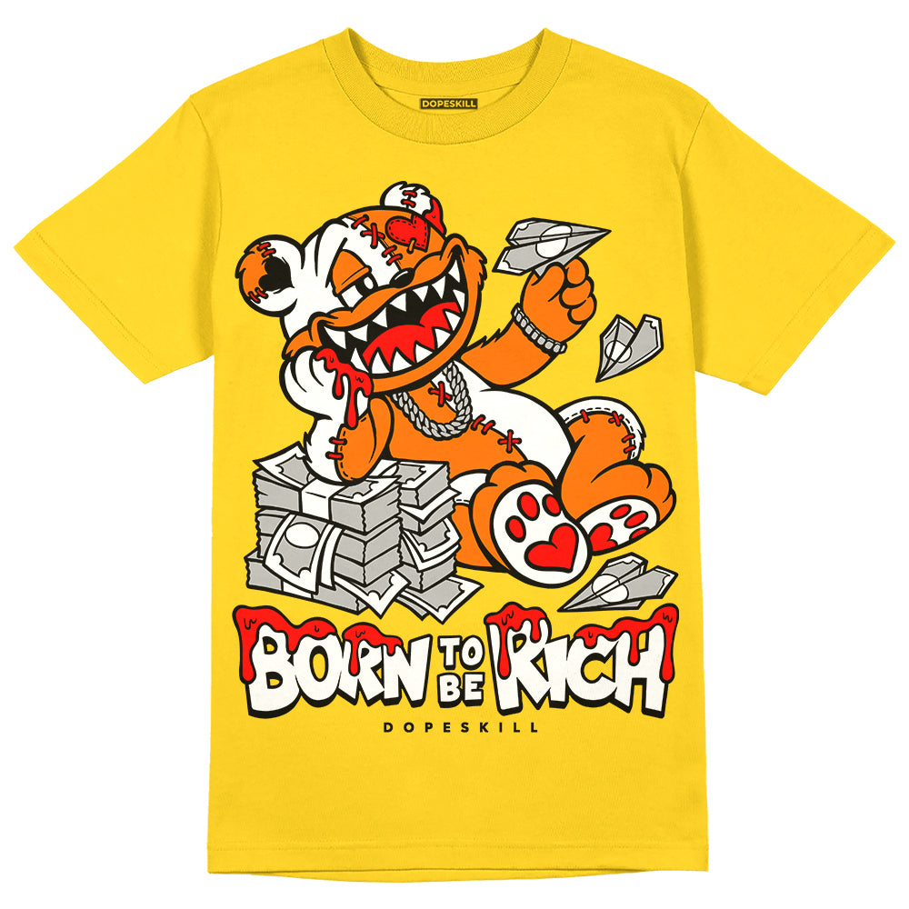 Jordan 4 Thunder DopeSkill T-Shirt Born To Be Rich Graphic Streetwear - Tour Yellow