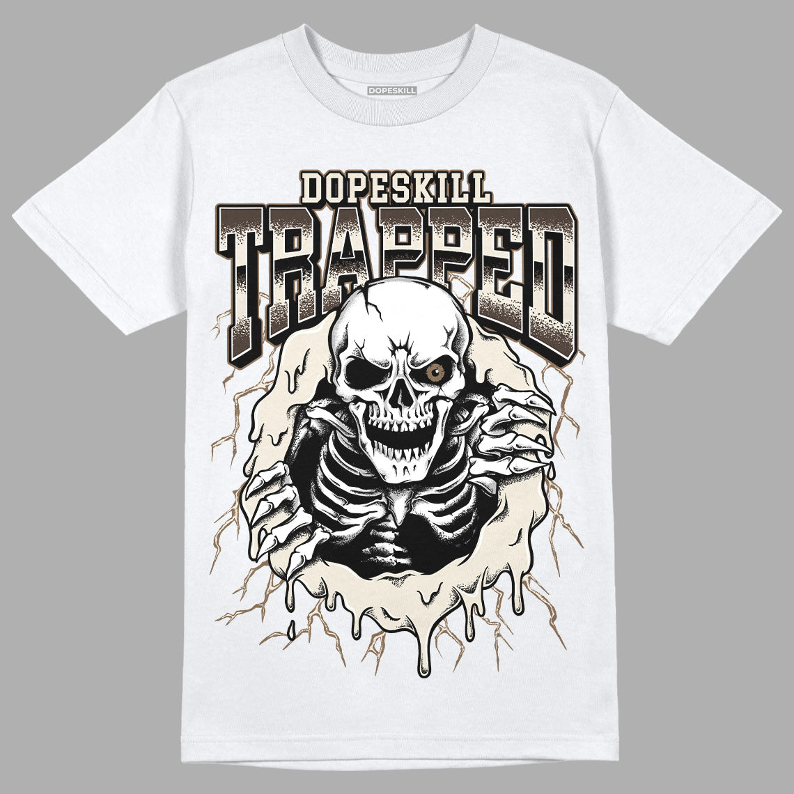 Travis Scott x Jordan 1 Low OG “Reverse Mocha” DopeSkill T-Shirt Trapped Halloween Graphic Streetwear - White