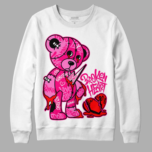 Jordan 1 Low GS “Fierce Pink” Dopeskill Sweatshirt Broken Heart Graphic Streetwear - White 