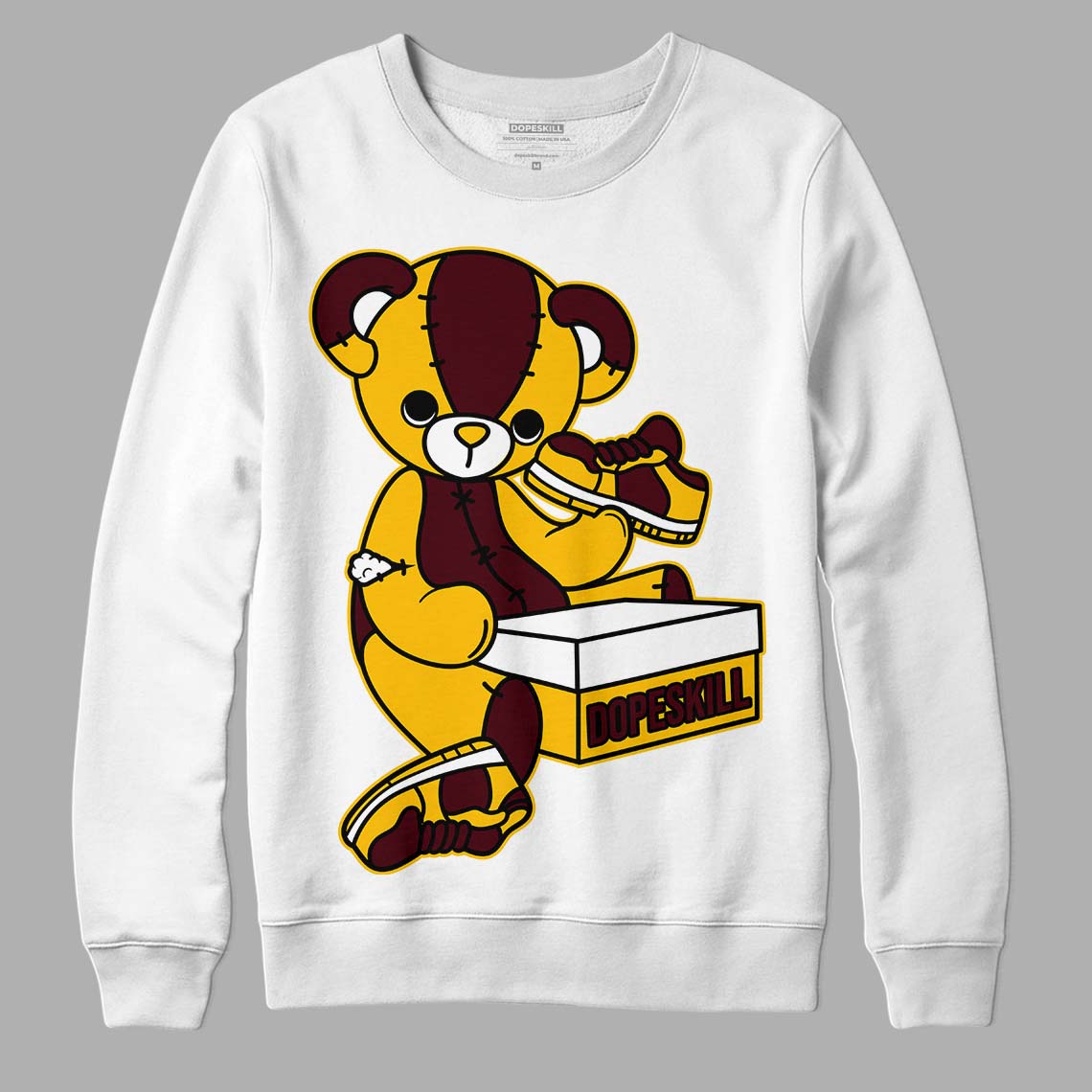 Dunk Yellow Bordeaux DopeSkill Sweatshirt Sneakerhead BEAR Graphic Streetwear - White