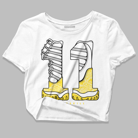 Jordan 11 Low 'Yellow Snakeskin' DopeSkill Women's Crop Top No.11 Graphic Streetwear - White 