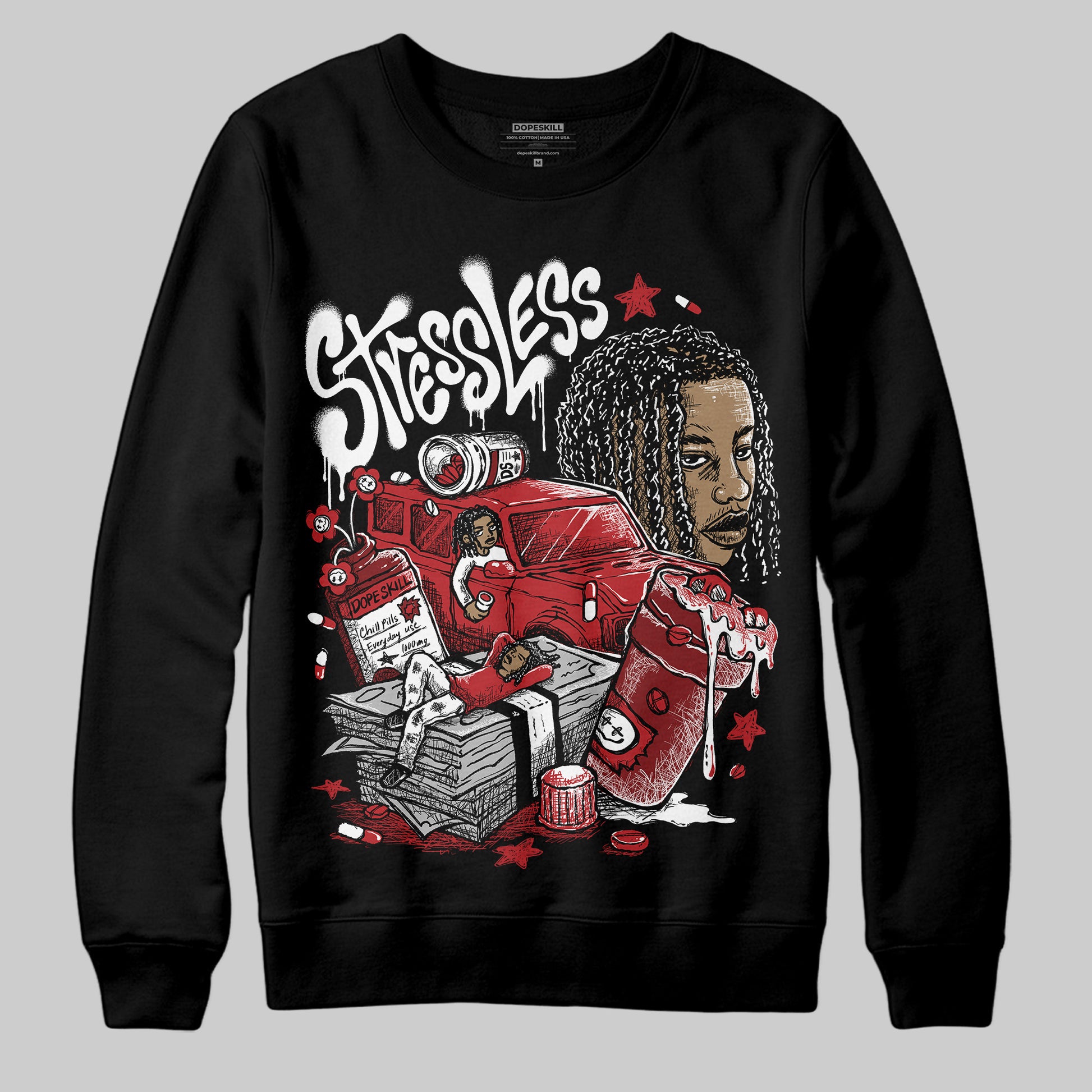 Jordan 12 Retro Flu Game (2025) DopeSkill Sweatshirt Stressless Graphic Streetwear - Black
