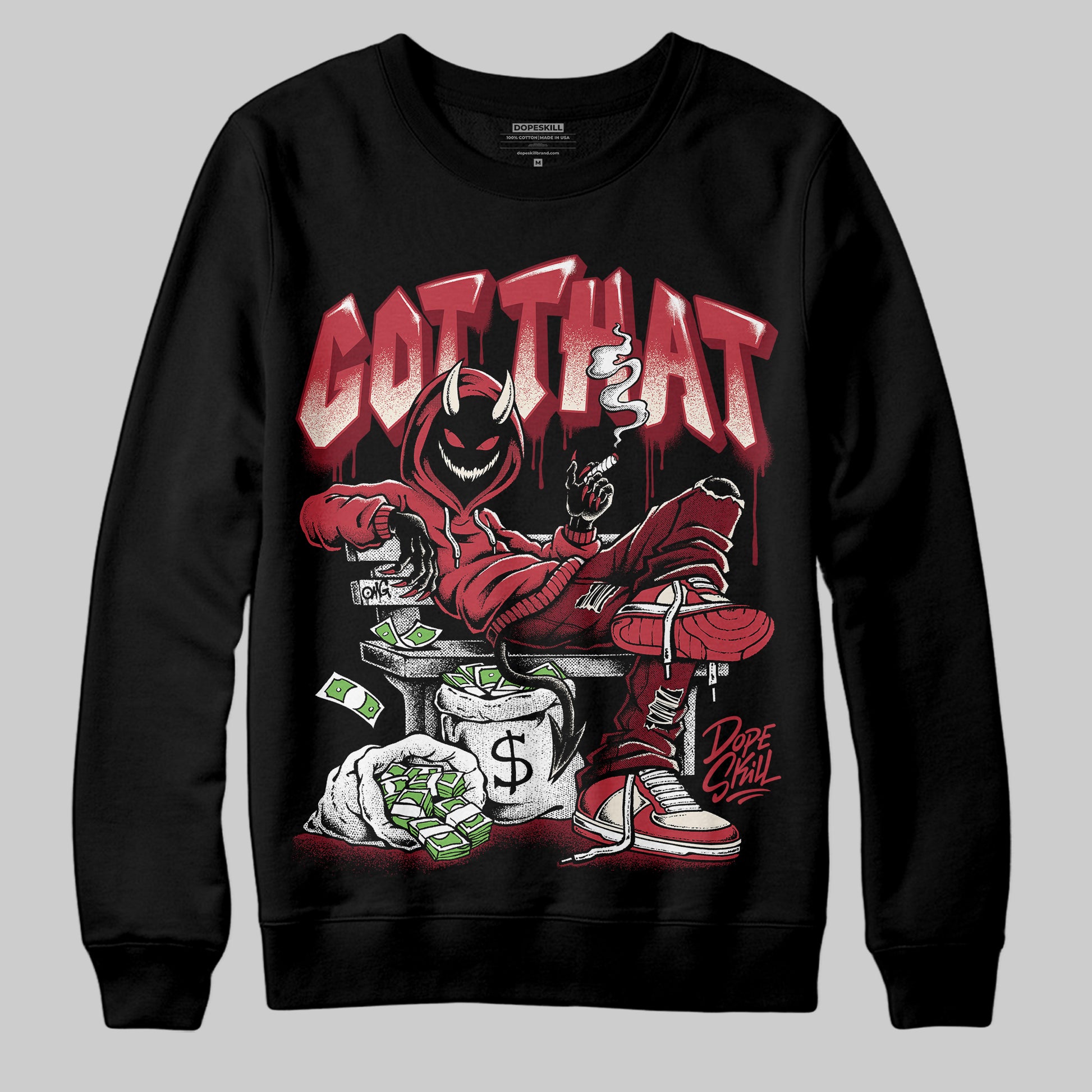 Jordan 4 “Sierra Red" DopeSkill Sweatshirt Got That Graphic Streetwear - Black