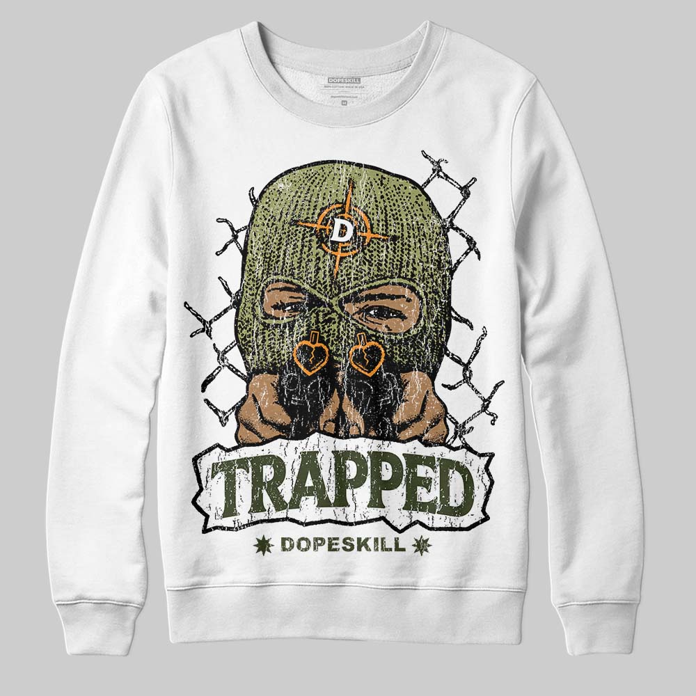 Olive Sneakers DopeSkill Sweatshirt New Trapped Graphic Streetwear - White