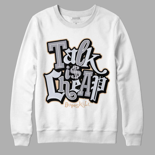 Jordan 4 Retro Frozen Moments DopeSkill Sweatshirt Talk Is Chip Graphic Streetwear - White 