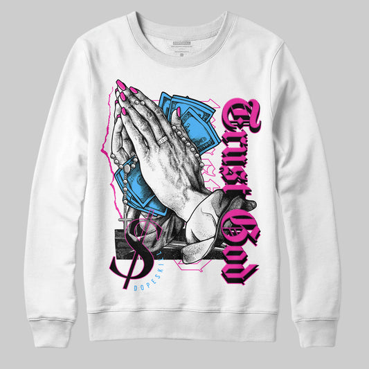 Pink Sneakers DopeSkill Sweatshirt Trust God Graphic Streetwear - White