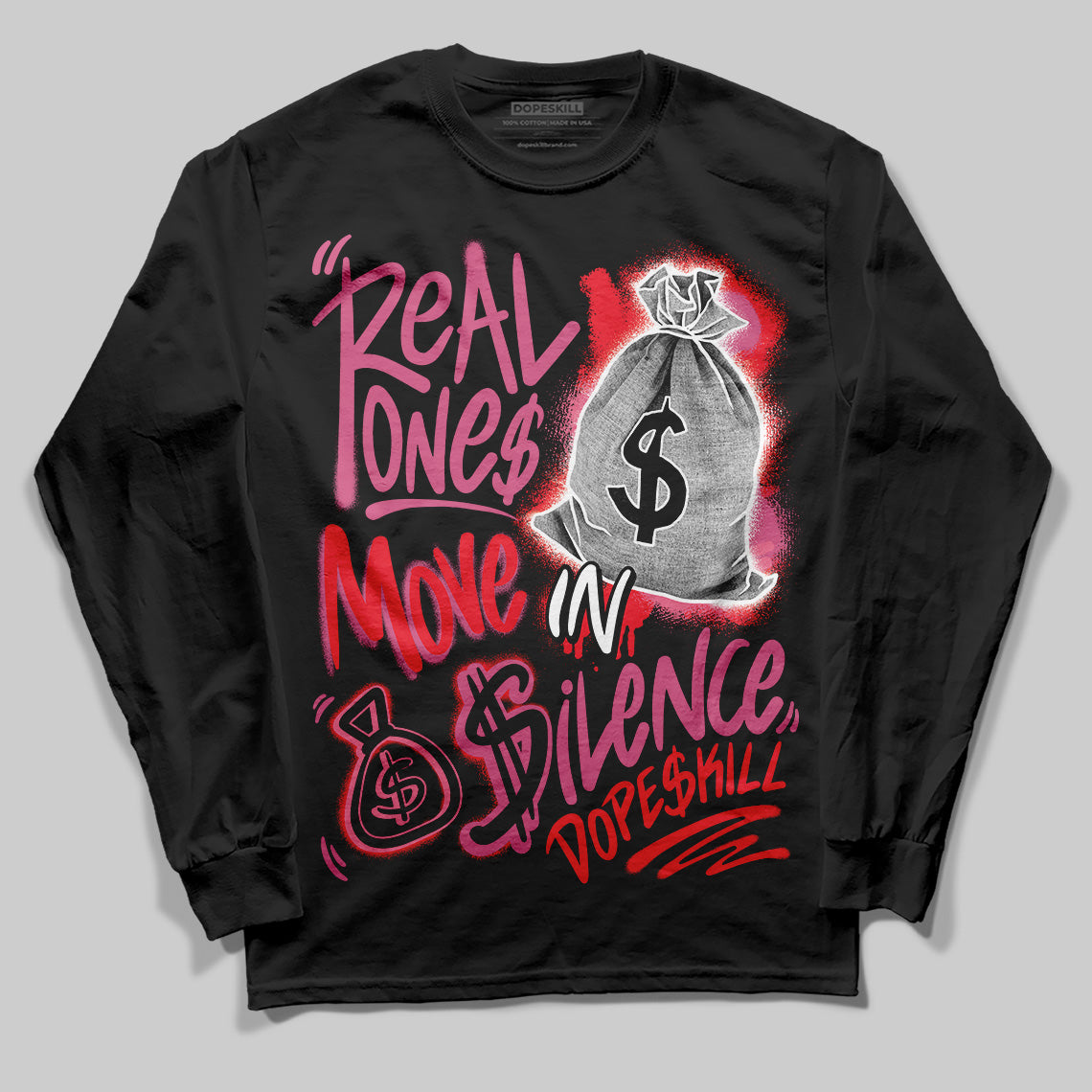 Diesel Pink S - Serendipity Pro-X1 Trainers DopeSkill Long Sleeve T-Shirt Real Ones Move In Silence Graphic Streetwear - Black