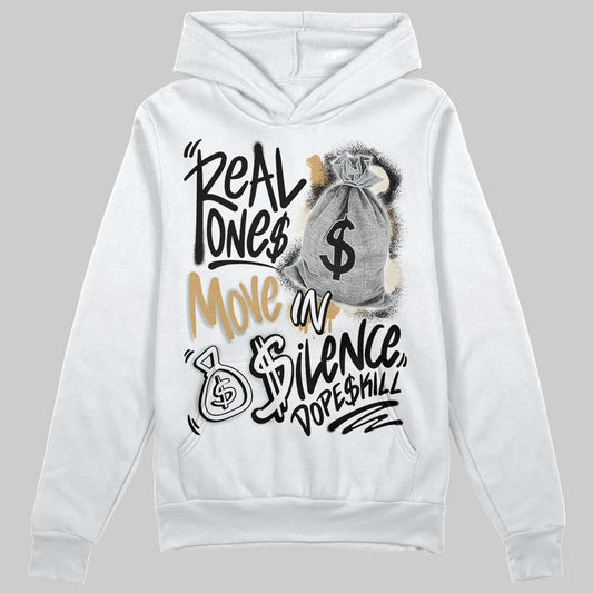 Jordan 5 Retro Reverse Metallic DopeSkill Hoodie Sweatshirt Real Ones Move In Silence Graphic Streetwear - White