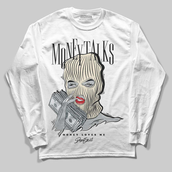 Jordan 5 Retro Reverse Metallic DopeSkill Long Sleeve T-Shirt Money Talks Graphic Streetwear - White