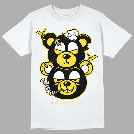 Jordan 4 Tour Yellow Thunder DopeSkill T-Shirt New Double Bear Graphic Streetwear - White