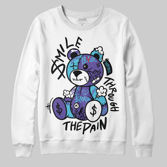 Jordan 8 Retro 'Aqua' 2025 DopeSkill Sweatshirt Smile Through The Pain Graphic Streetwear - White