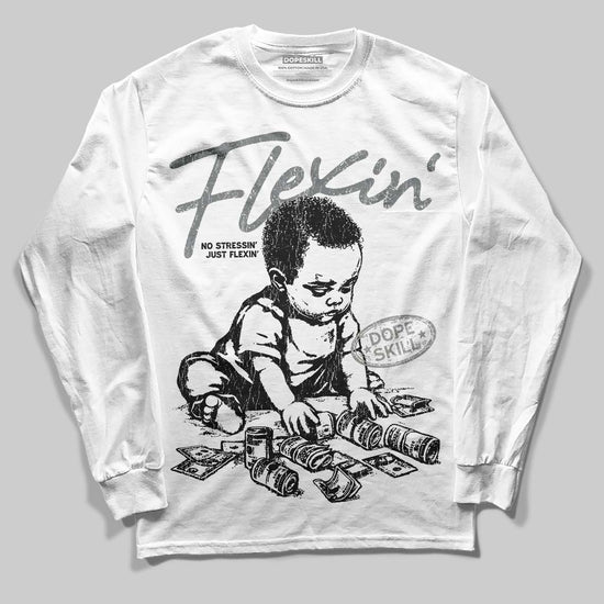 Jordan 9 Cool Grey DopeSkill Long Sleeve T-Shirt Flexin' Graphic Streetwear - White