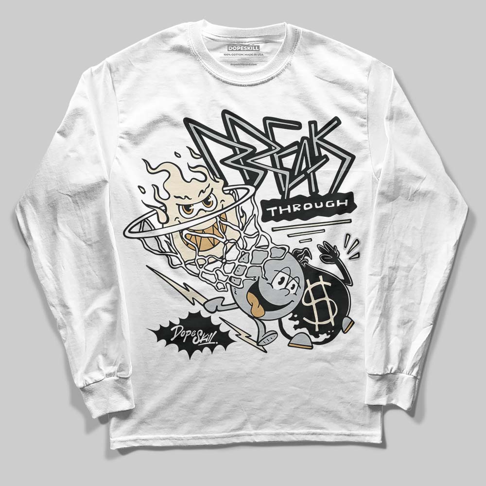 Jordan 5 Retro Reverse Metallic DopeSkill Long Sleeve T-Shirt Break Through Graphic Streetwear - White