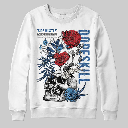 Jordan 1 Low OG “Storm Blue” DopeSkill Sweatshirt Side Hustle Graphic Streetwear - White