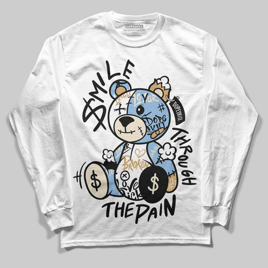 Nike Air Diamond Turf Must Be the Money DopeSkill Long Sleeve T-Shirt Smile Through The Pain Graphic Streetwear - White