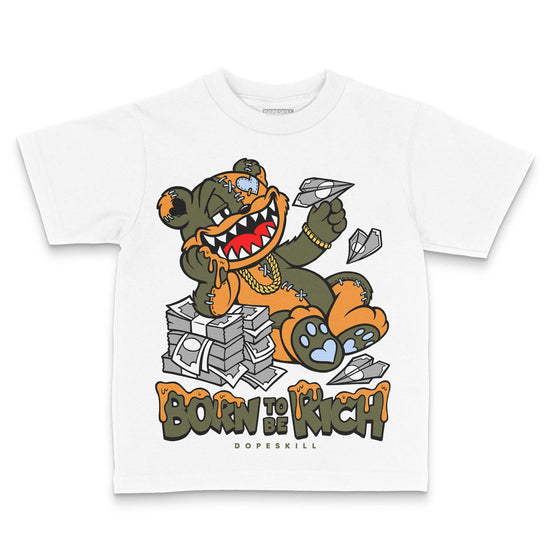 Jordan 5 "Olive" DopeSkill Toddler Kids T-shirt Born To Be Rich Graphic Streetwear - White