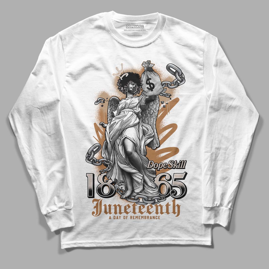 Jordan 3 Retro Palomino DopeSkill Long Sleeve T-Shirt Juneteenth Graphic Streetwear - White