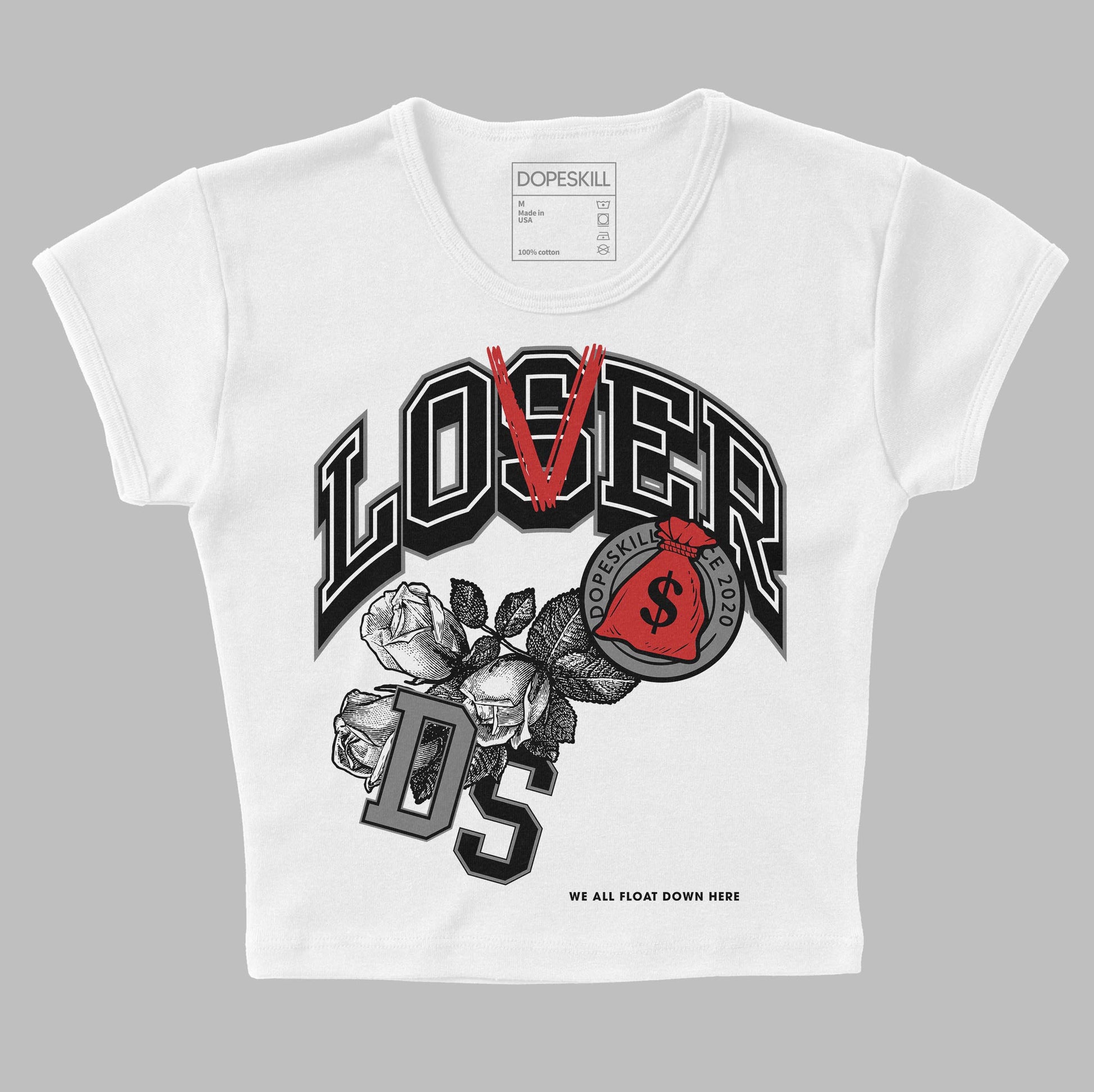 Jordan 1 High OG “Black/White” DopeSkill Women's Crop Top Loser Lover Graphic Streetwear - White 