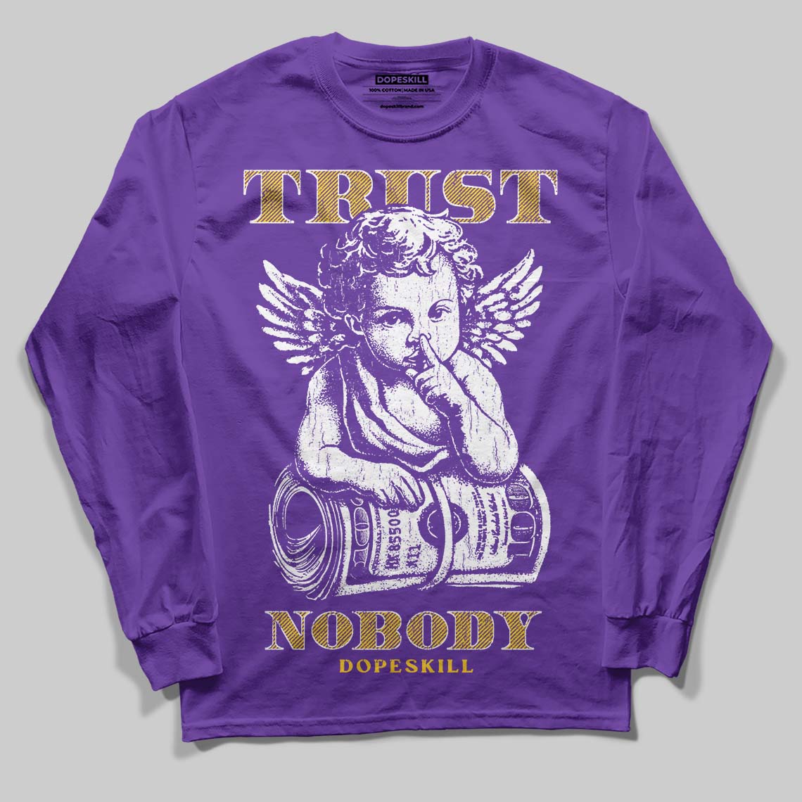PURPLE Sneakers DopeSkill Long Sleeve T-Shirt Trust Nobody Graphic Streetwear - Purple