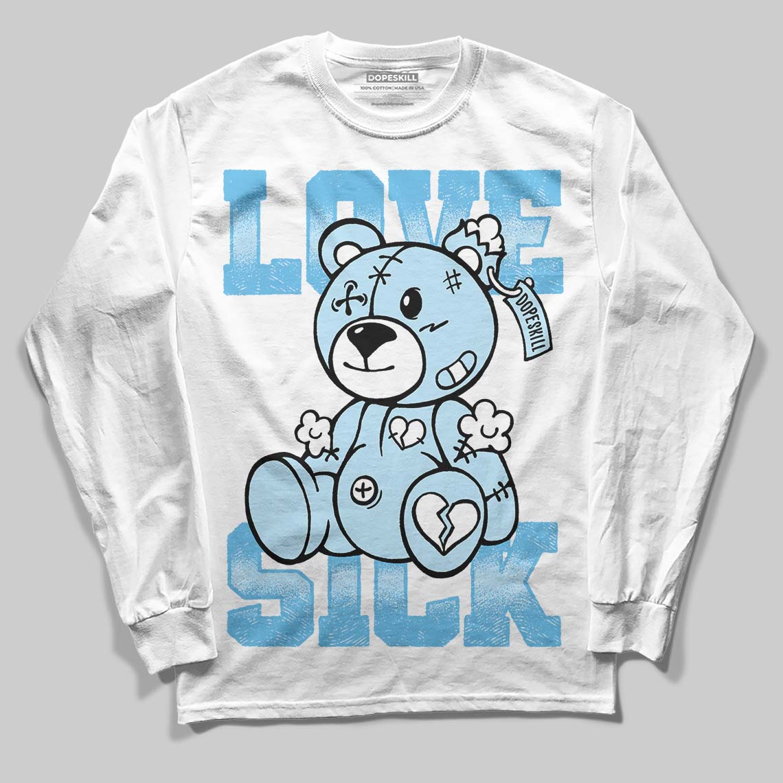 Jordan 11 Retro Legend Blue DopeSkill Long Sleeve T-Shirt Love Sick Graphic Streetwear - White