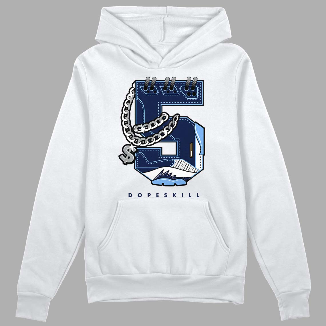 Jordan 5 Midnight Navy DopeSkill Hoodie Sweatshirt No.5 Graphic Streetwear