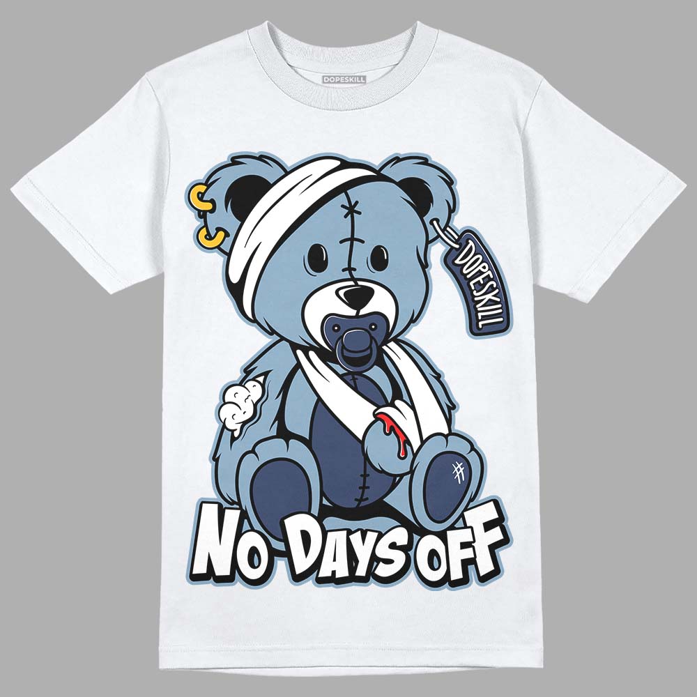 Jordan 1 Mid Diffused Blue DopeSkill T-Shirt Hurt Bear Graphic Streetwear - White 