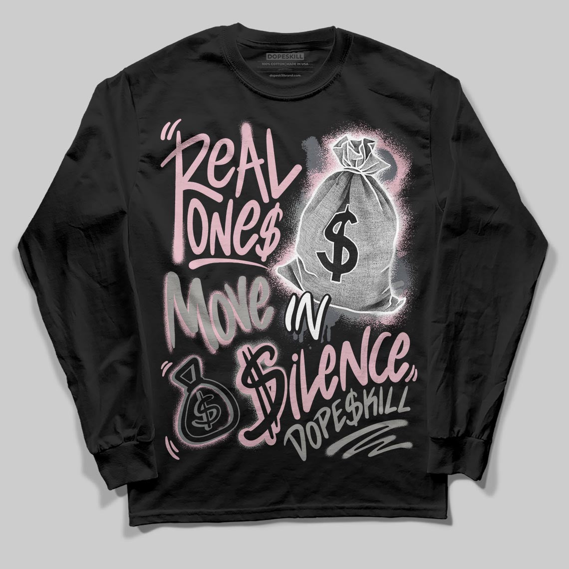 Air Max 95 OG “Pink Foam” DopeSkill Long Sleeve T-Shirt Real Ones Move In Silence Graphic Streetwear - Black
