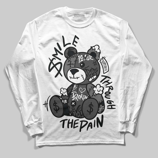 Jordan 4 “Black Cat” (2025) DopeSkill Long Sleeve T-Shirt Smile Through The Pain Graphic Streetwear - White