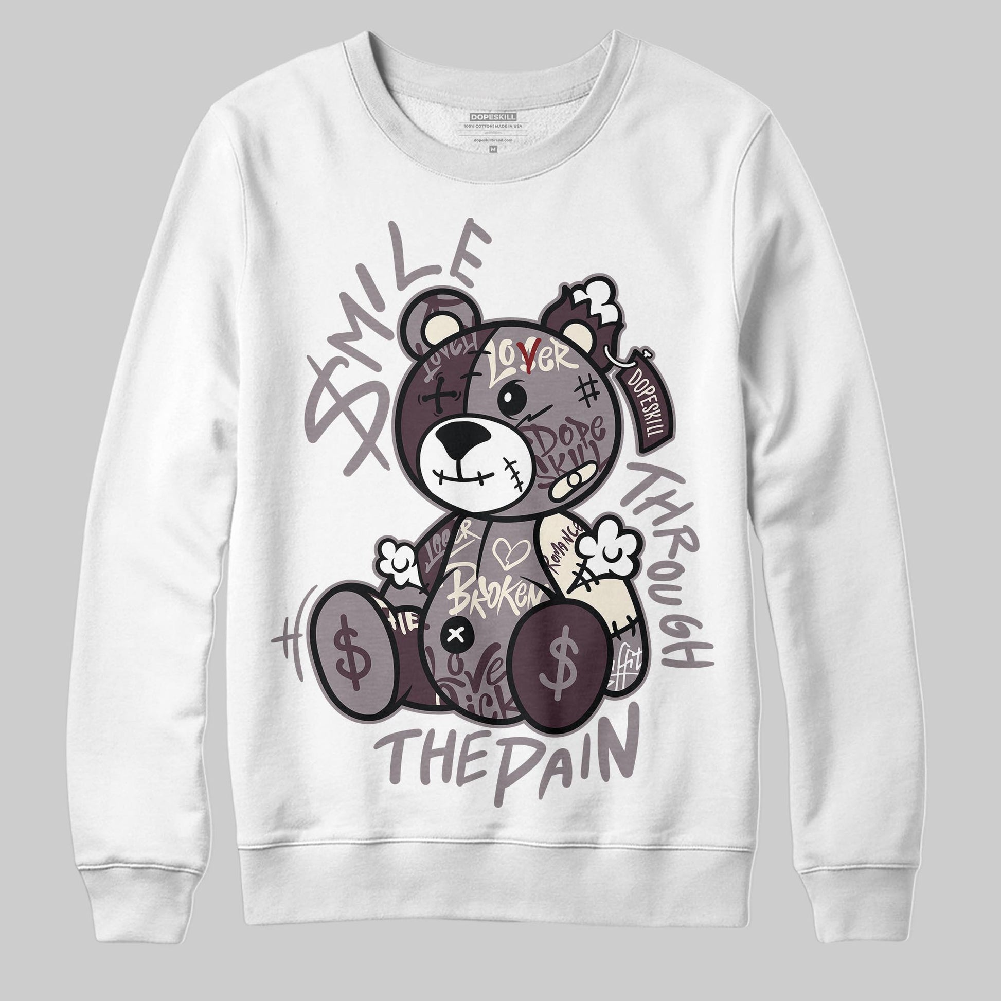 A Ma Maniére x Air Jordan 6 Retro “Smoky Mauve”⁠ DopeSkill Sweatshirt Smile Through The Pain Graphic Streetwear - White 