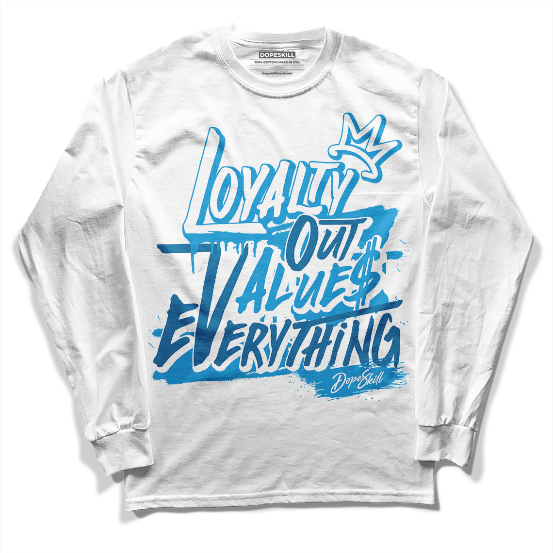 Jordan 4 Retro Military Blue DopeSkill Long Sleeve T-Shirt LOVE Graphic Streetwear - White