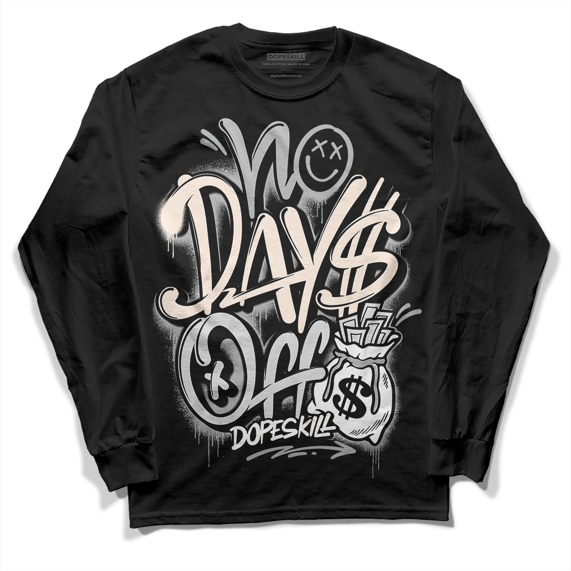 Dunk Low Cool Grey DopeSkill Long Sleeve T-Shirt No Days Off Graphic Streetwear - Black