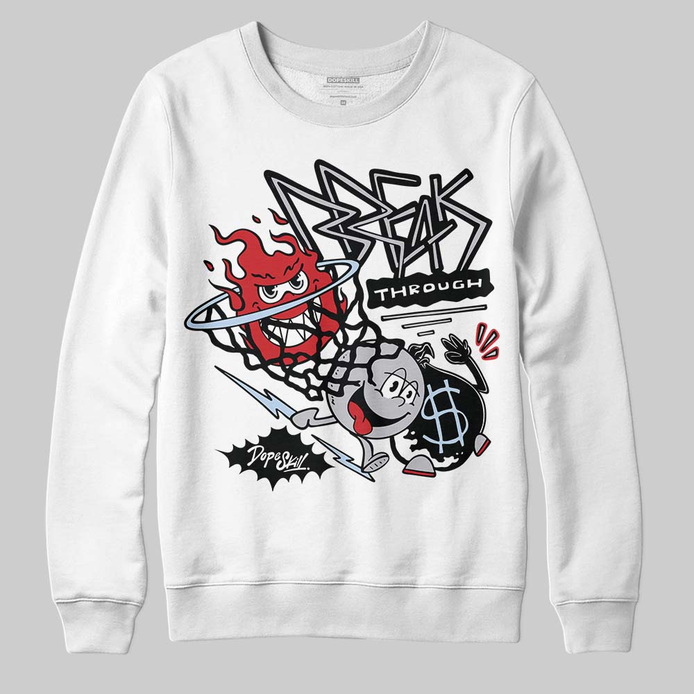 Jordan 5 Retro OG Black Metallic Reimagined DopeSkill Sweatshirt Break Through Graphic Streetwear - White