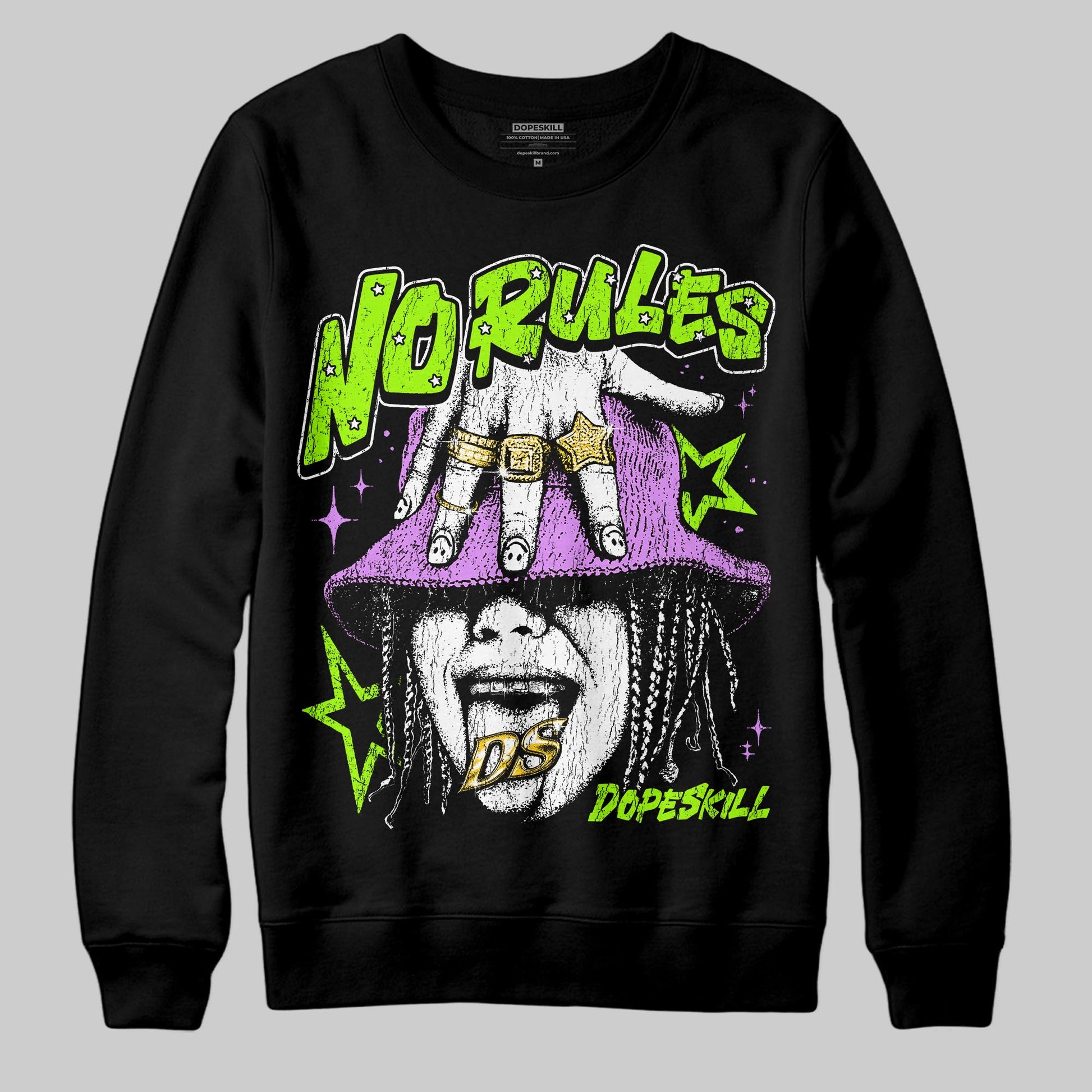 Neon Green Sneakers DopeSkill Sweatshirt No Rules Graphic Streetwear - black