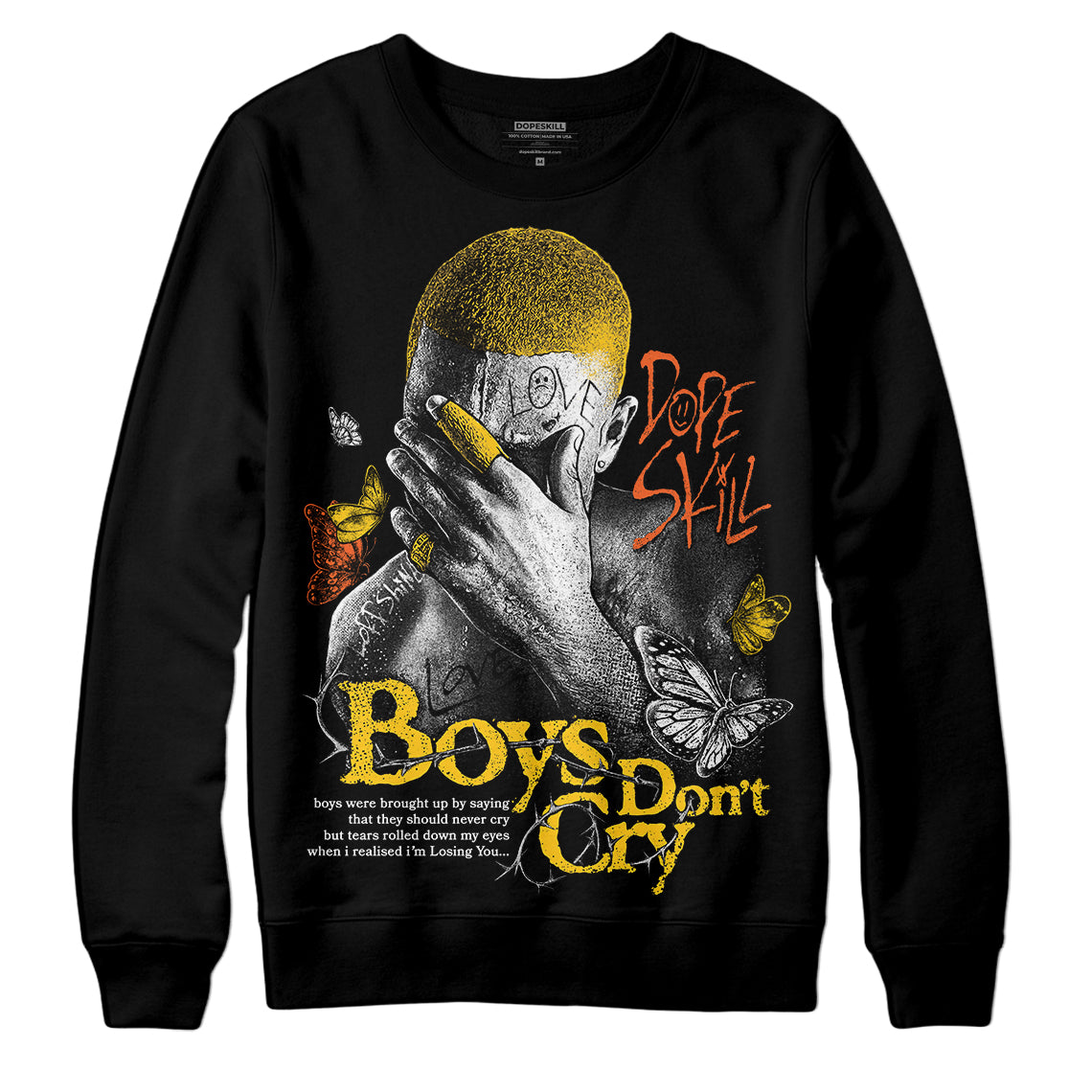 Yellow Sneakers DopeSkill Sweatshirt Boys Don't Cry Graphic Streetwear - Black