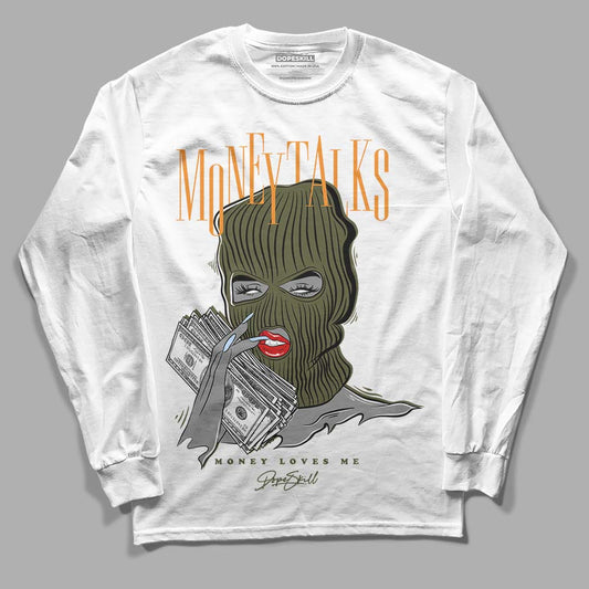 Jordan 5 "Olive" DopeSkill Long Sleeve T-Shirt Money Talks Graphic Streetwear - White