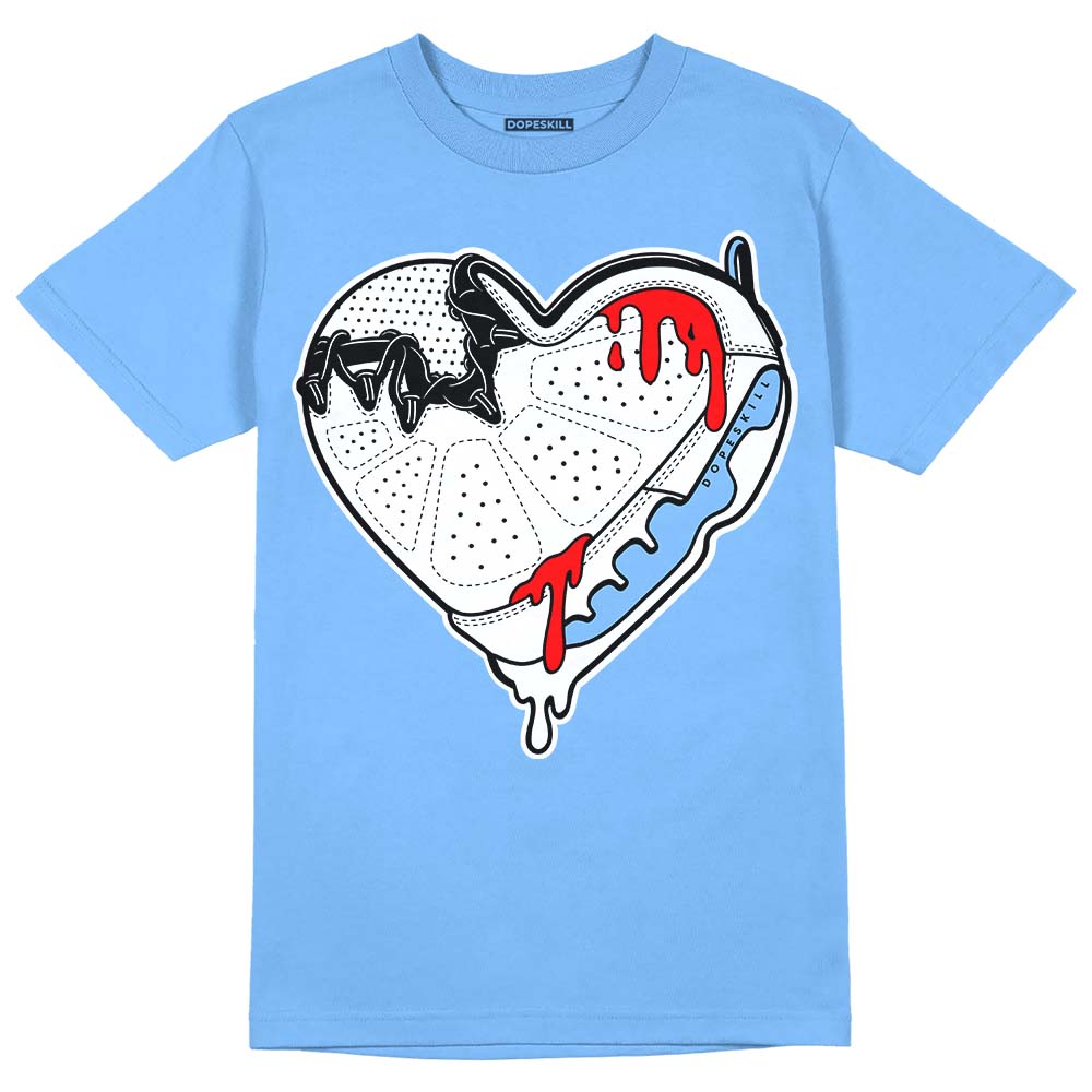 Jordan 9 Powder Blue DopeSkill Tropical Blue T-shirt Heart Jordan 9 Graphic Streetwear