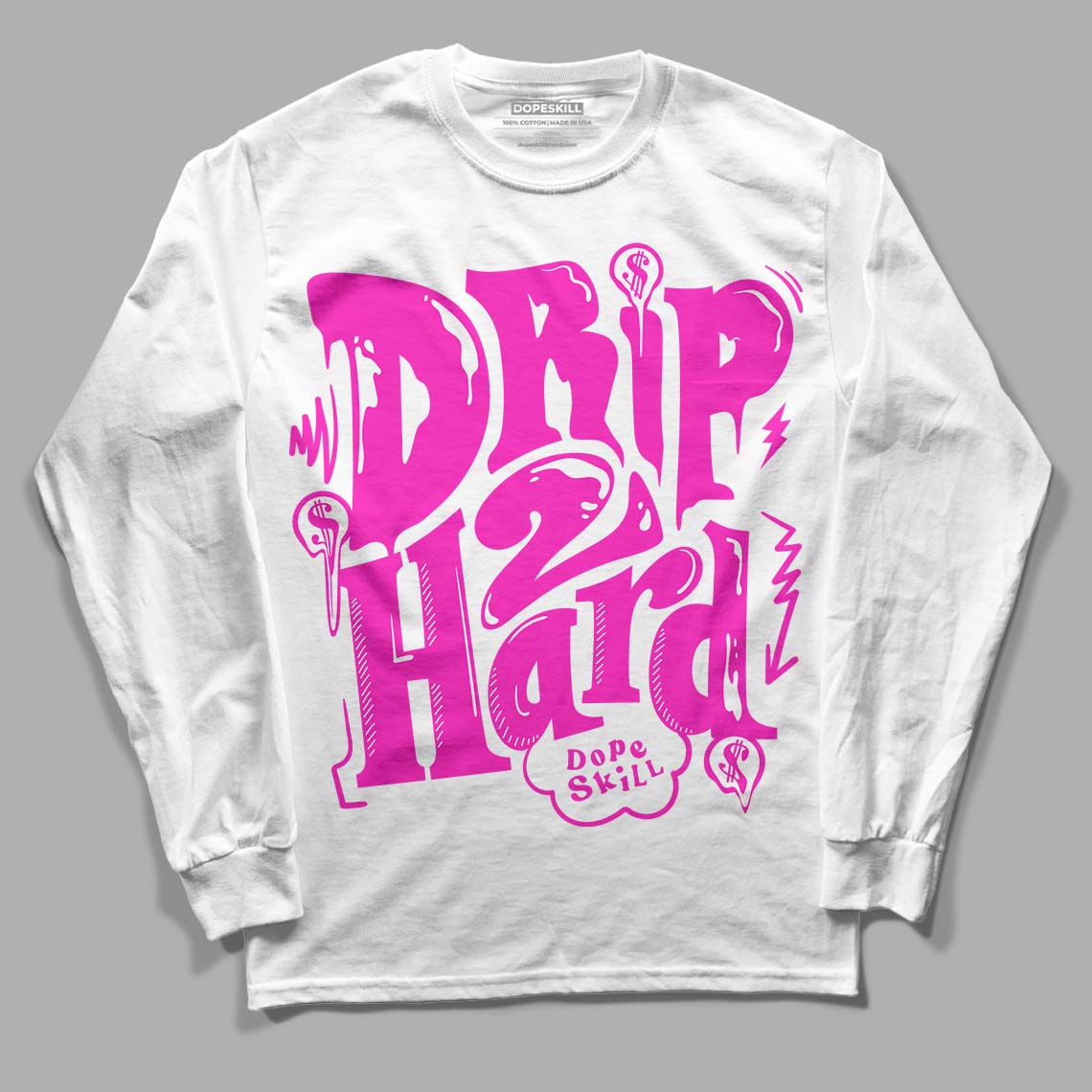 Dunk Low GS “Active Fuchsia” DopeSkill Long Sleeve T-Shirt Drip Too Hard Graphic Streetwear - White