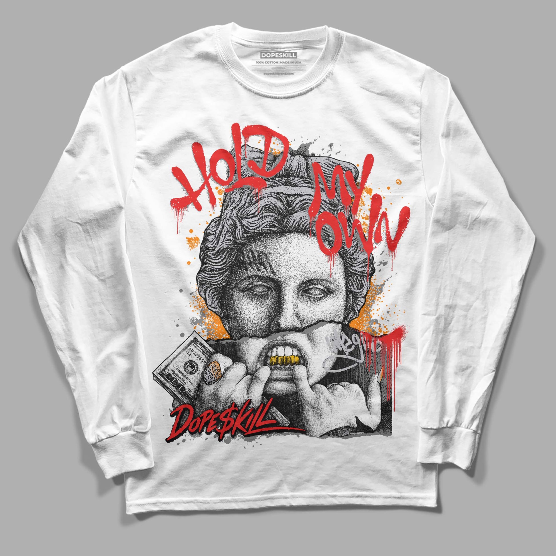 Grey Sneakers DopeSkill Long Sleeve T-Shirt Hold My Own Graphic Streetwear - White