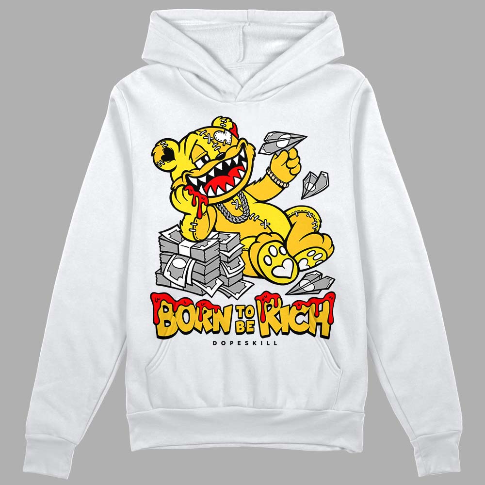 Jordan 4 Retro “Vivid Sulfur” DopeSkill Hoodie Sweatshirt Born To Be Rich Graphic Streetwear - White 