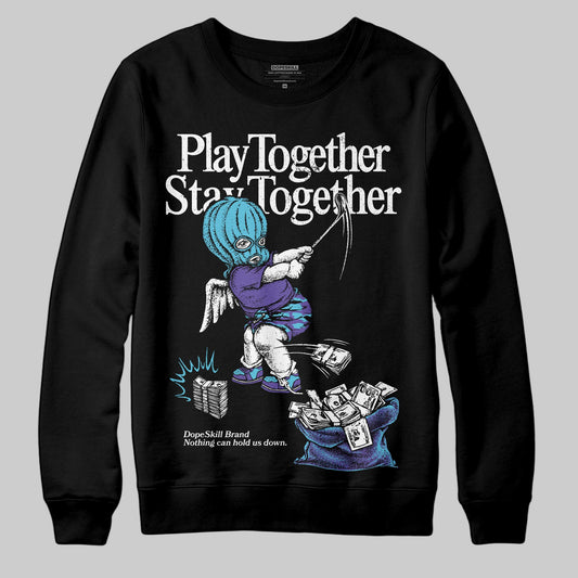 Jordan 8 Retro 'Aqua' 2025 DopeSkill Sweatshirt Play together, Stay together Graphic Streetwear - Black