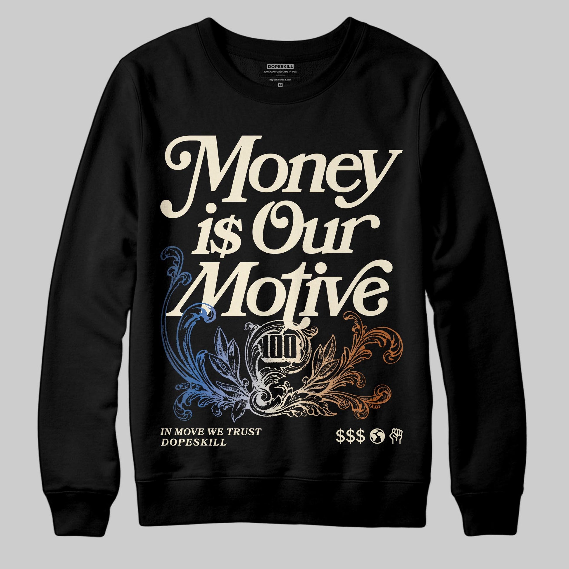 Jordan 17 Retro Low SP Infinite Archives DopeSkill Sweatshirt Money Is Our Motive Typo Graphic Streetwear - Black