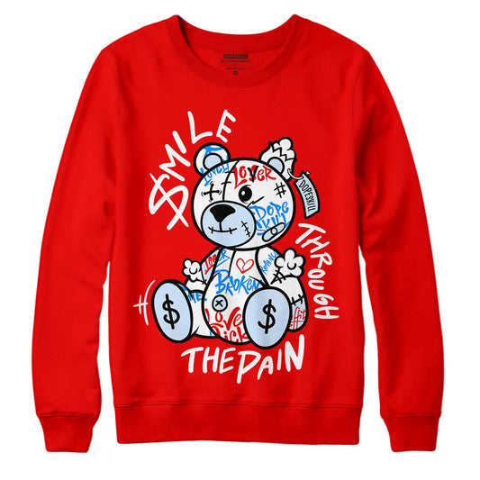 Jordan 11 Retro Cherry DopeSkill Varsity Red Sweatshirt Smile Through The Pain Graphic Streetwear