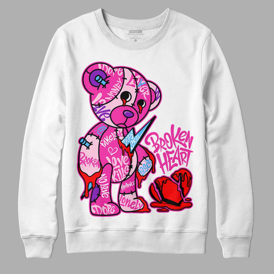 Pink Sneakers DopeSkill Sweatshirt Broken Heart Graphic Streetwear - White