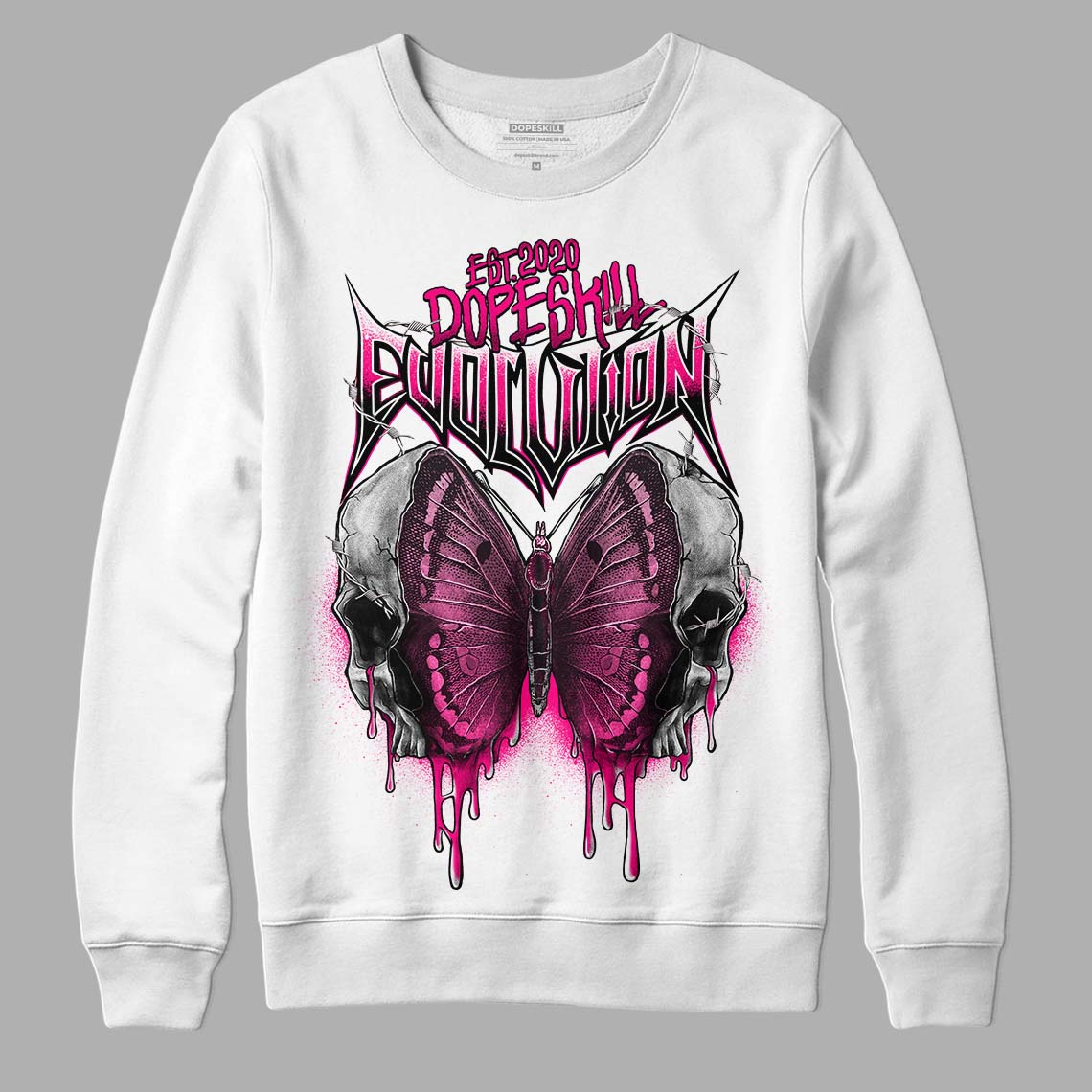 Jordan 1 Low GS “Fierce Pink” Dopeskill Sweatshirt DopeSkill Evolution Graphic Streetwear - White