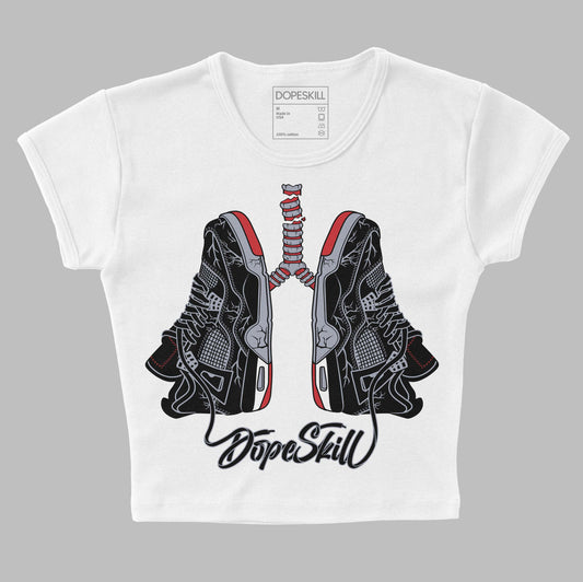 Jordan 4 “Bred Reimagined” DopeSkill Women's Crop Top Breathe Graphic Streetwear - White