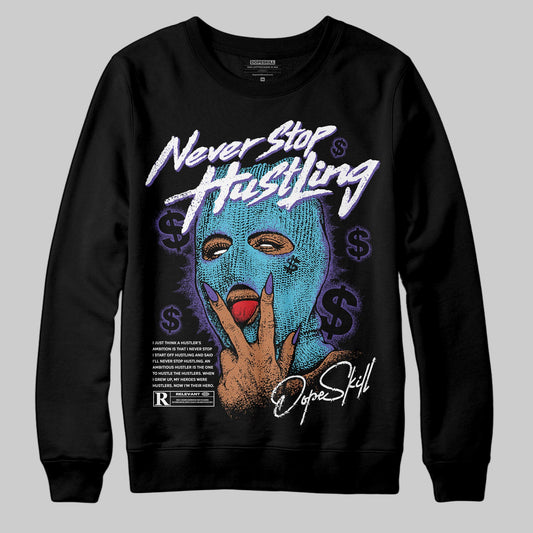 Jordan 8 Retro 'Aqua' 2025 DopeSkill Sweatshirt Never Stop Hustling Graphic Streetwear - Black
