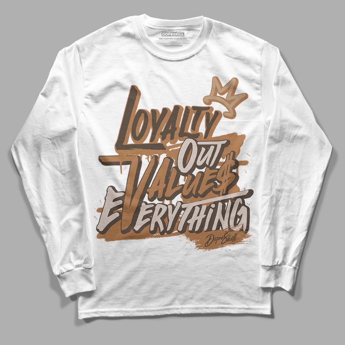 Jordan 3 Retro Palomino DopeSkill Long Sleeve T-Shirt LOVE Graphic Streetwear - White